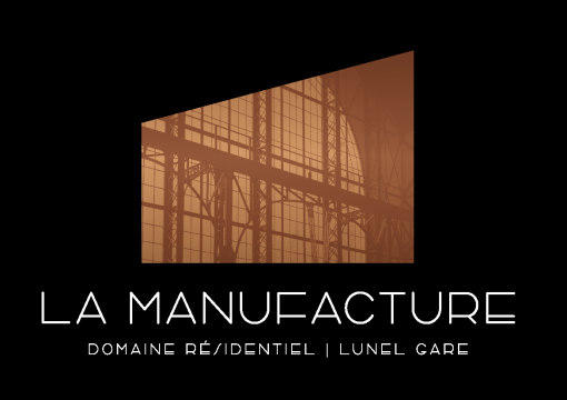 Logo LA MANUFACTURE - Domaine résidentiel noir et doré environnement industriel